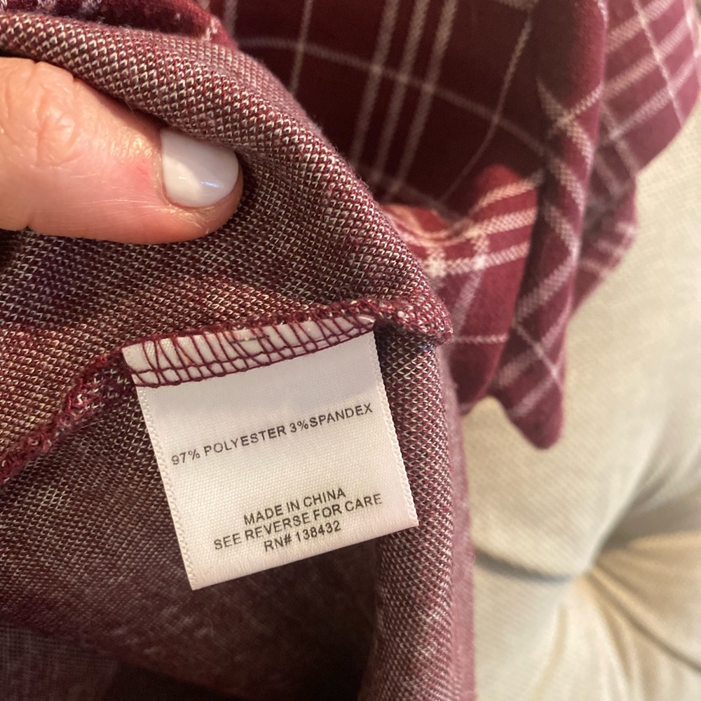 Modcloth Burgundy and White Plaid Mock-Neck Top - Picture 5 of 7